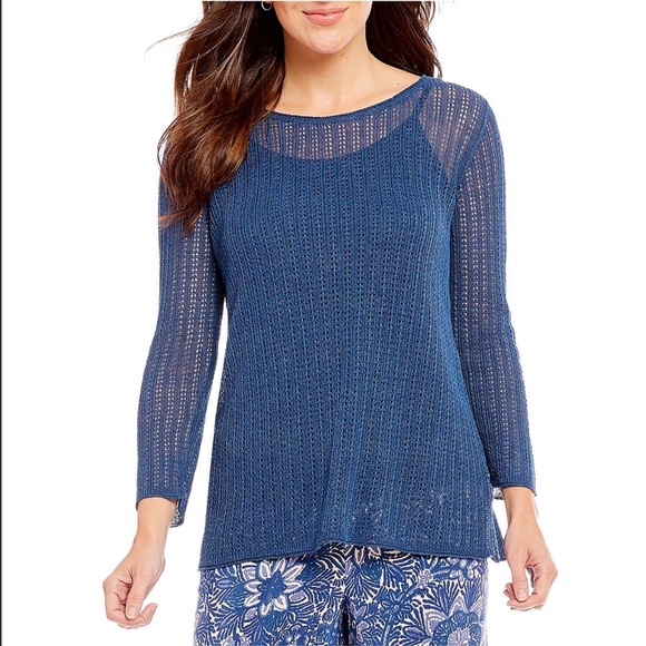 Sigrid Olsen Sweaters - Sigrid Olsen Signature Linen Pointelle Sweater